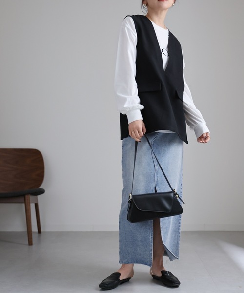 ap retro（アプレトロ）の「フロントスリットデニムタイトスカート（デニムスカート・レディース・ブルー/ワンウォッシュ/ケミカルウォッシュ/ブラック/オフホワイト・LARGE/MEDIUM）」の14枚目の写真