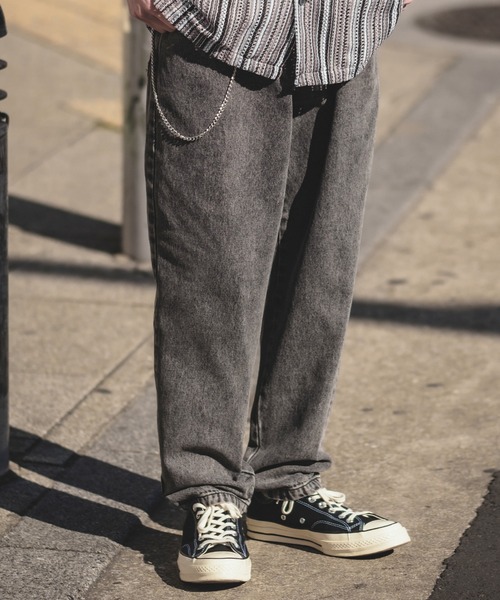 improves（インプローブス）の「デニム ワイド テーパード パンツ（デニムパンツ・メンズ・ケミカルウォッシュ/ライトブルー/ライトブラック/インディゴブルー/ブラック・LARGE/MEDIUM）」の2枚目の写真