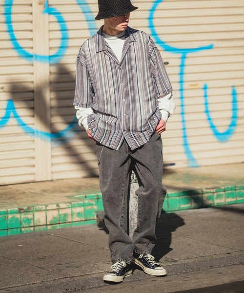 improves（インプローブス）の「デニム ワイド テーパード パンツ（デニムパンツ・メンズ・ケミカルウォッシュ/ライトブルー/ライトブラック/インディゴブルー/ブラック・LARGE/MEDIUM）」の12枚目の写真