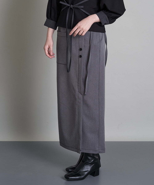 A de a.v.v(アードアー・ヴェ・ヴェ)の「(SETUP対応)片ポケットナロスカート(スカート・レディース・ベージュ/チャコールグレー・36/38)」の10枚目の写真