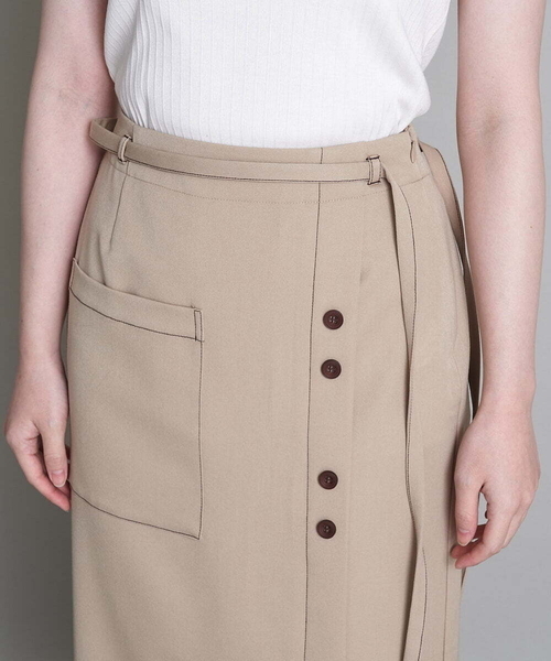 A de a.v.v(アードアー・ヴェ・ヴェ)の「(SETUP対応)片ポケットナロスカート(スカート・レディース・ベージュ/チャコールグレー・36/38)」の15枚目の写真