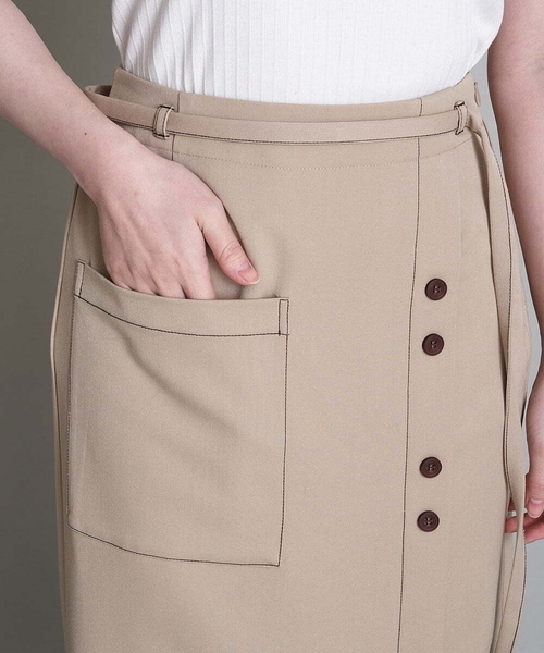 A de a.v.v(アードアー・ヴェ・ヴェ)の「(SETUP対応)片ポケットナロスカート(スカート・レディース・ベージュ/チャコールグレー・36/38)」の9枚目の写真