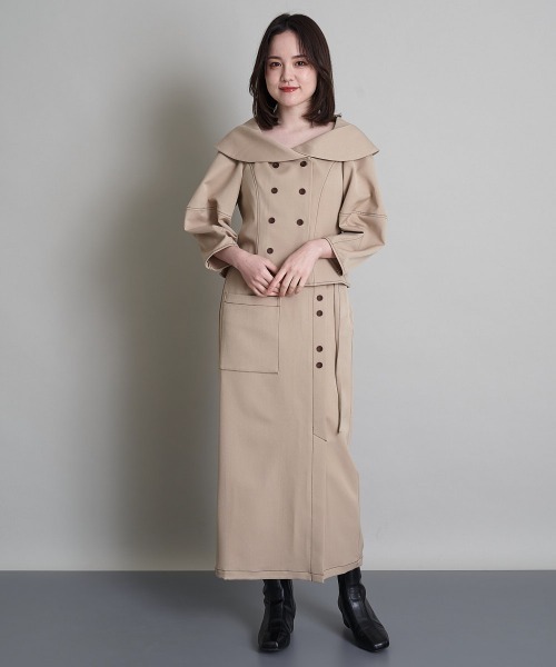 A de a.v.v(アードアー・ヴェ・ヴェ)の「(SETUP対応)片ポケットナロスカート(スカート・レディース・ベージュ/チャコールグレー・36/38)」の20枚目の写真