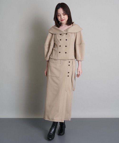 A de a.v.v(アードアー・ヴェ・ヴェ)の「(SETUP対応)片ポケットナロスカート(スカート・レディース・ベージュ/チャコールグレー・36/38)」の21枚目の写真