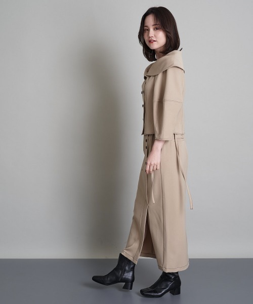 A de a.v.v(アードアー・ヴェ・ヴェ)の「(SETUP対応)片ポケットナロスカート(スカート・レディース・ベージュ/チャコールグレー・36/38)」の22枚目の写真