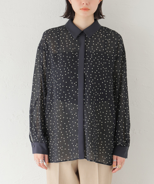 【超お買い得！】 Spick & Span（スピックアンドスパン）の「ドビードット異素材 トップス