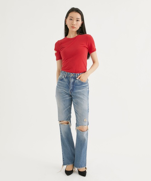 INSCRIRE（アンスクリア）の「【INSCRIRE/アンスクリア】CSM Slit Layerd Tee/コットンスリットレイヤードTシャツ（Tシャツ/カットソー・レディース・ホワイト/ブラック/レッド・38）」の19枚目の写真
