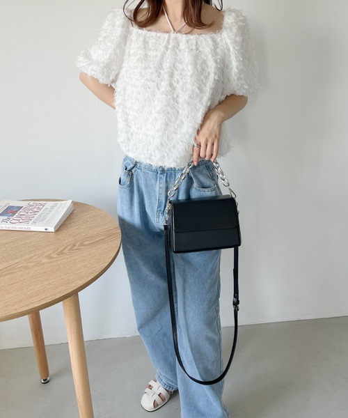 CLEA（クレア）の「チェーン付き 2WAYフラップスクエアPUショルダーバッグ（ショルダーバッグ・レディース・ブラウン/ブラック・FREE）」の11枚目の写真