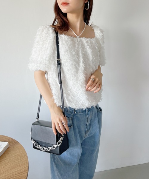 CLEA（クレア）の「チェーン付き 2WAYフラップスクエアPUショルダーバッグ（ショルダーバッグ・レディース・ブラウン/ブラック・FREE）」の7枚目の写真