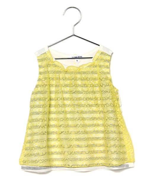 GLOBAL WORK(グローバルワーク)の「レースボーダーチュニックノースリーブ/563258(Tシャツ/カットソー・キッズ・ライトイエロー/ネイビー/ホワイト・X-LARGE/LARGE/SMALL/MEDIUM)」の3枚目の写真