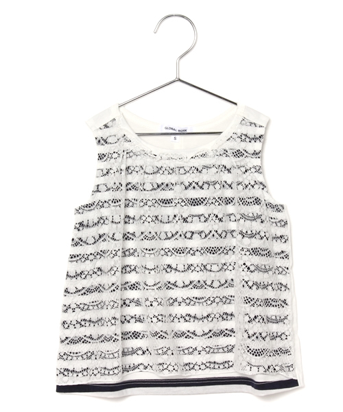 GLOBAL WORK(グローバルワーク)の「レースボーダーチュニックノースリーブ/563258(Tシャツ/カットソー・キッズ・ライトイエロー/ネイビー/ホワイト・X-LARGE/LARGE/SMALL/MEDIUM)」の1枚目の写真