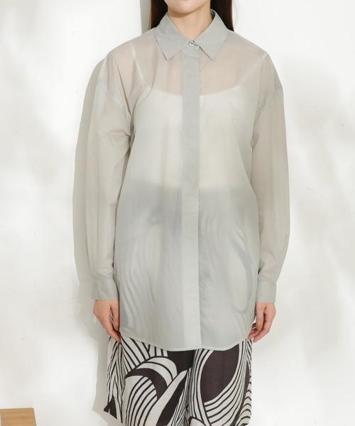 AMOMENTO（アモーメント）の「AMOMENTO/SHEER BUTTON SHIRTS（シャツ/ブラウス・レディース・グレー・0）」の9枚目の写真