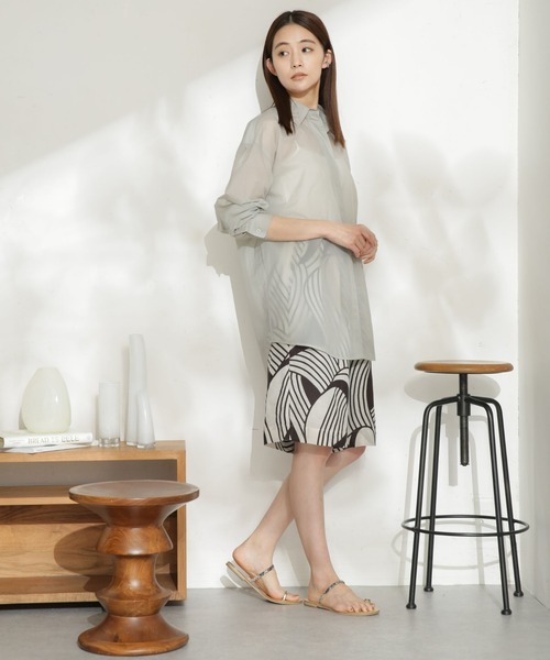 AMOMENTO（アモーメント）の「AMOMENTO/SHEER BUTTON SHIRTS（シャツ/ブラウス・レディース・グレー・0）」の6枚目の写真