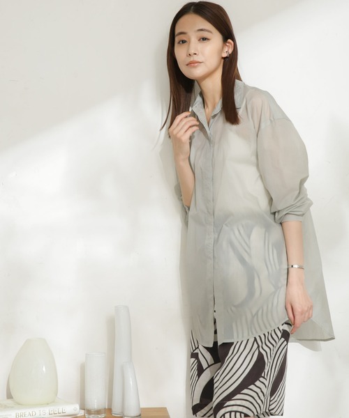 AMOMENTO（アモーメント）の「AMOMENTO/SHEER BUTTON SHIRTS（シャツ/ブラウス・レディース・グレー・0）」の4枚目の写真