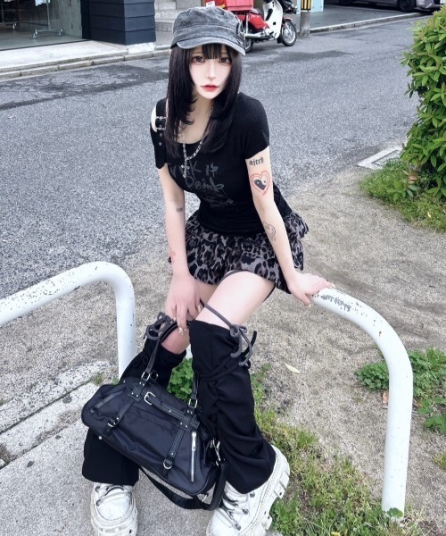タイツ・ソックス UGLYSHADOW Shirring leg warmer black Uglyshadow】SHIRRING LEG WARMER | OUR BRAND,Uglyshadow