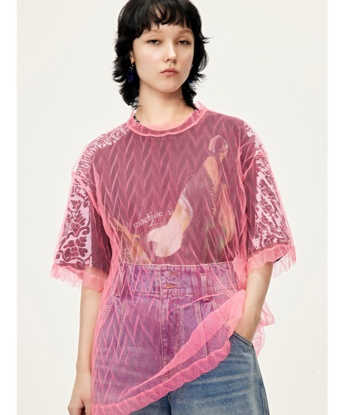 JNBY(ジェーエヌビーワイ)の「Diamond-shaped Pleated Mesh Top(その他トップス・レディース・ブラウン/ピンク/ブラック・36/38/40)」の17枚目の写真