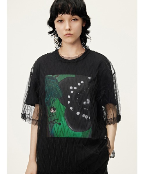 JNBY(ジェーエヌビーワイ)の「Diamond-shaped Pleated Mesh Top(その他トップス・レディース・ブラウン/ピンク/ブラック・36/38/40)」の19枚目の写真