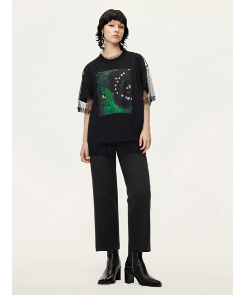 JNBY(ジェーエヌビーワイ)の「Diamond-shaped Pleated Mesh Top(その他トップス・レディース・ブラウン/ピンク/ブラック・36/38/40)」の7枚目の写真