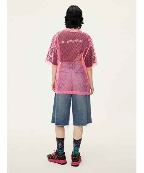 JNBY(ジェーエヌビーワイ)の「Diamond-shaped Pleated Mesh Top(その他トップス・レディース・ブラウン/ピンク/ブラック・36/38/40)」の12枚目の写真