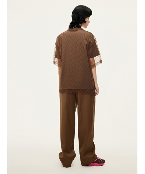 JNBY(ジェーエヌビーワイ)の「Diamond-shaped Pleated Mesh Top(その他トップス・レディース・ブラウン/ピンク/ブラック・36/38/40)」の8枚目の写真
