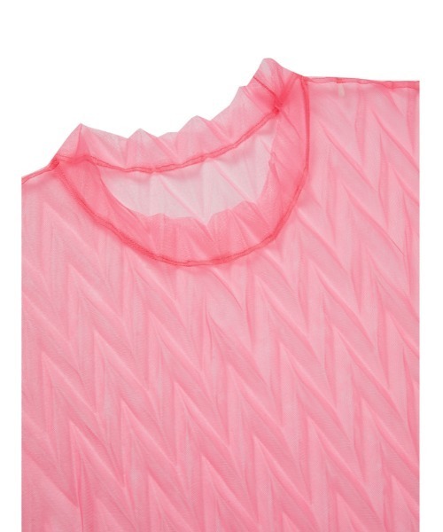 JNBY(ジェーエヌビーワイ)の「Diamond-shaped Pleated Mesh Top(その他トップス・レディース・ブラウン/ピンク/ブラック・36/38/40)」の9枚目の写真