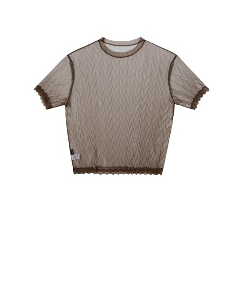JNBY(ジェーエヌビーワイ)の「Diamond-shaped Pleated Mesh Top(その他トップス・レディース・ブラウン/ピンク/ブラック・36/38/40)」の5枚目の写真