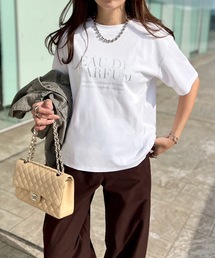 【大人の安心Tシャツ・高評価レビュー◎】シルクタッチスムースロゴプリントTシャツ