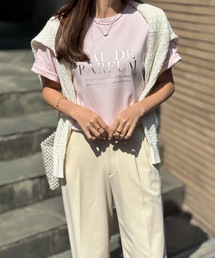 【大人の安心Tシャツ・高評価レビュー◎】シルクタッチスムースロゴプリントTシャツ