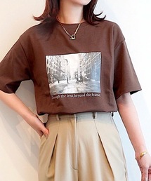 【大人の安心Tシャツ・高評価レビュー◎】シルクタッチスムースロゴプリントTシャツ