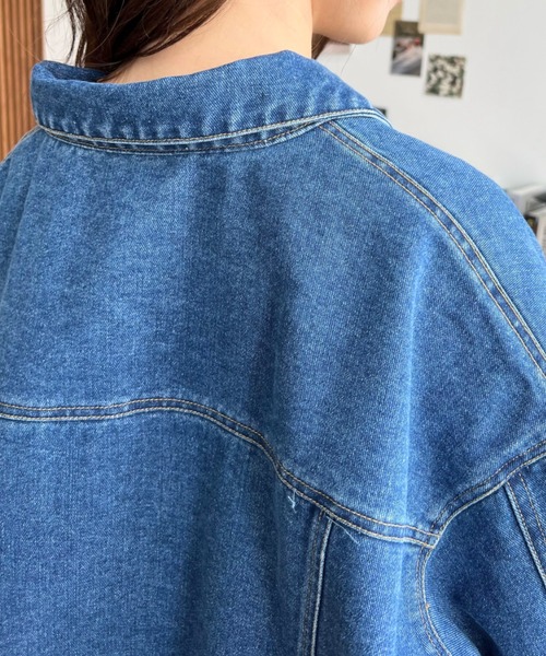 moment+（モーメントプラス）の「ヘビーウェイトデニムショートジャケット/ショートGジャン（デニムジャケット・レディース・インディゴブルー/ブラック系その他/アイボリー/ブルー・L/M）」の16枚目の写真