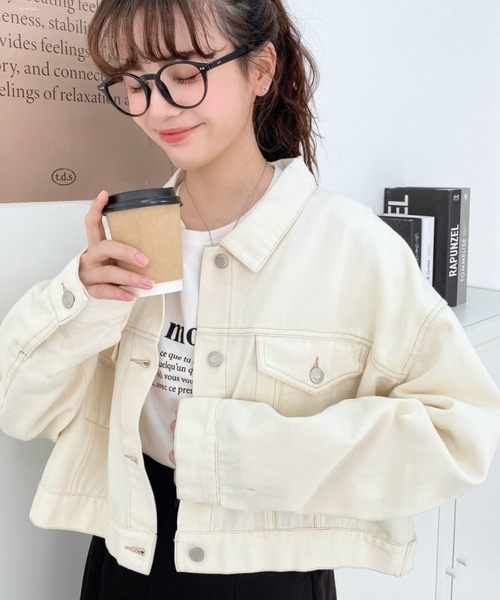 moment+（モーメントプラス）の「ヘビーウェイトデニムショートジャケット/ショートGジャン（デニムジャケット・レディース・インディゴブルー/ブラック系その他/アイボリー/ブルー・L/M）」の21枚目の写真