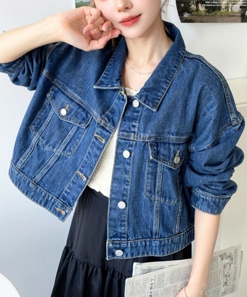 未使用♡PRIDEビジューシースルーデニムジャケット moment+（モーメントプラス）の「ヘビーウェイトデニムショート