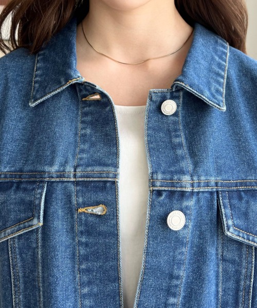 moment+（モーメントプラス）の「ヘビーウェイトデニムショートジャケット/ショートGジャン（デニムジャケット・レディース・インディゴブルー/ブラック系その他/アイボリー/ブルー・L/M）」の13枚目の写真