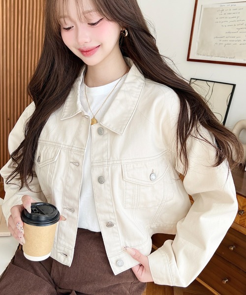 【新品未使用❗️】TMMMY JEANS ホワイト ショート丈 ジャケット☆ セール】ヘビーウェイトデニムショートジャケット/ショートGジャン