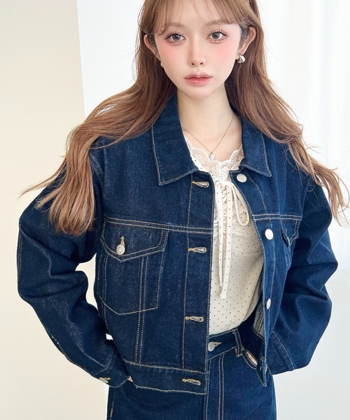 短丈コーティングデニムジャケット 短丈オーバーデニムジャケット[品番：ATYW0002276]｜sevens（セブンズ