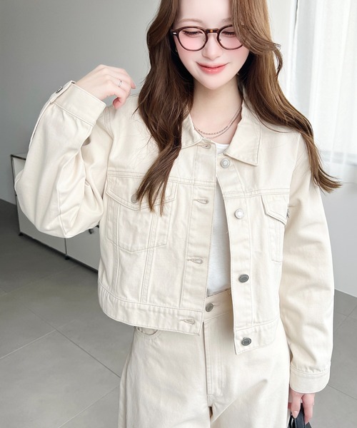 超美品✨　  Jeans デニムジャケット　ホワイト　M セール】ヘビーウェイトデニムショートジャケット/ショートGジャン