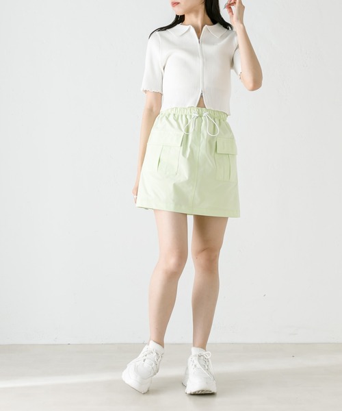 OLIVE des OLIVE（オリーブデオリーブ）の「ダブルジップリブ衿トップス　1031050260（ニット/セーター・レディース・ブラック系その他/イエロー/オフホワイト/サックスブルー/ブラック・FREE）」の6枚目の写真