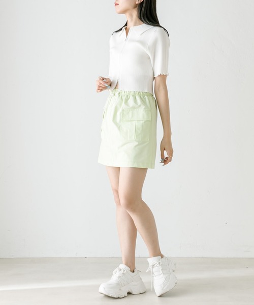 OLIVE des OLIVE（オリーブデオリーブ）の「ダブルジップリブ衿トップス　1031050260（ニット/セーター・レディース・ブラック系その他/イエロー/オフホワイト/サックスブルー/ブラック・FREE）」の7枚目の写真