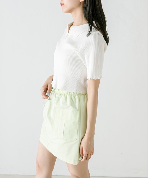 OLIVE des OLIVE（オリーブデオリーブ）の「ダブルジップリブ衿トップス　1031050260（ニット/セーター・レディース・ブラック系その他/イエロー/オフホワイト/サックスブルー/ブラック・FREE）」の10枚目の写真