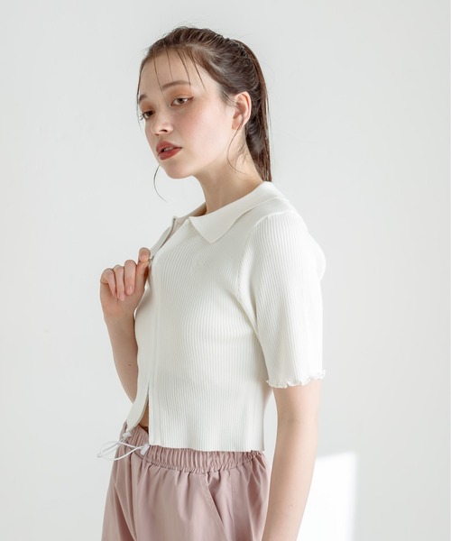 OLIVE des OLIVE（オリーブデオリーブ）の「ダブルジップリブ衿トップス　1031050260（ニット/セーター・レディース・ブラック系その他/イエロー/オフホワイト/サックスブルー/ブラック・FREE）」の14枚目の写真