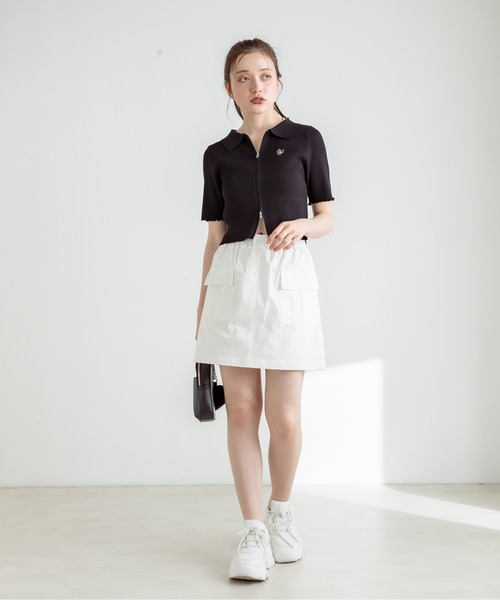 OLIVE des OLIVE（オリーブデオリーブ）の「ダブルジップリブ衿トップス　1031050260（ニット/セーター・レディース・ブラック系その他/イエロー/オフホワイト/サックスブルー/ブラック・FREE）」の17枚目の写真