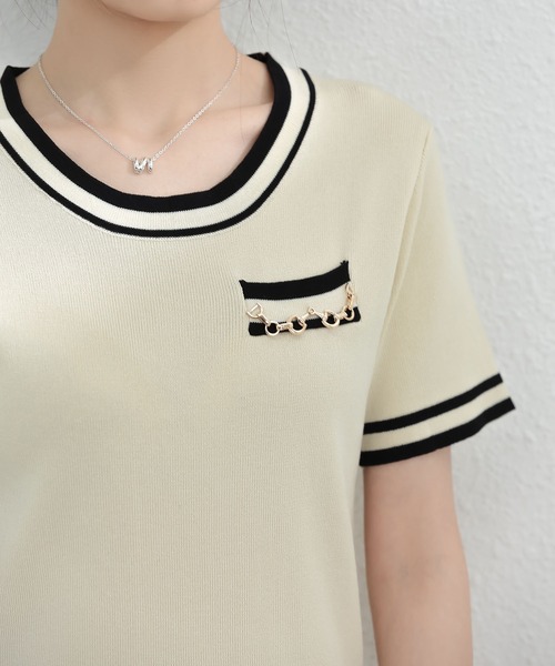 MAISON DE THERESE（メゾン ド テレーズ）の「バイカラーニットワンピース（ワンピース・レディース・ベージュ/ブラック・S/M）」の3枚目の写真