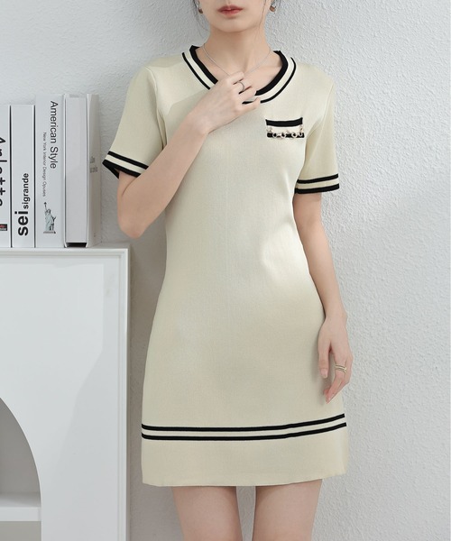 MAISON DE THERESE（メゾン ド テレーズ）の「バイカラーニットワンピース（ワンピース・レディース・ベージュ/ブラック・S/M）」の16枚目の写真