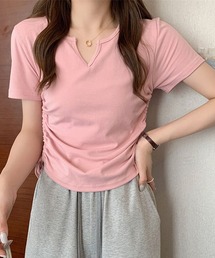 YUGA　Vネック サイドリボントップス