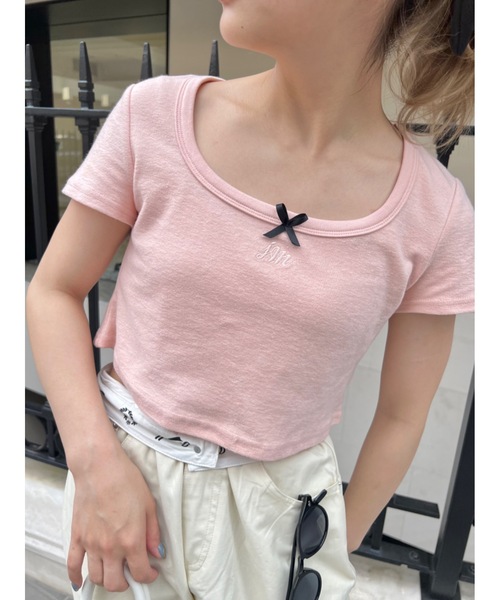 JUMELLE(ジュメロ)の「リボン付きミニT(Tシャツ/カットソー・レディース・ピンク・FREE)」の4枚目の写真