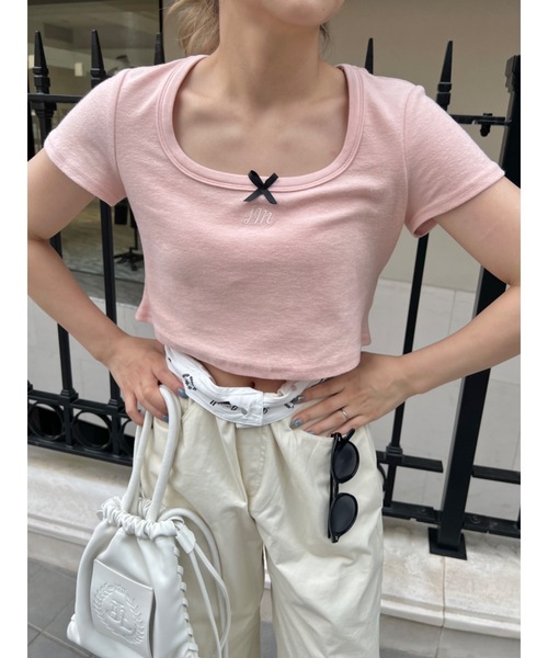 JUMELLE(ジュメロ)の「リボン付きミニT(Tシャツ/カットソー・レディース・ピンク・FREE)」の5枚目の写真