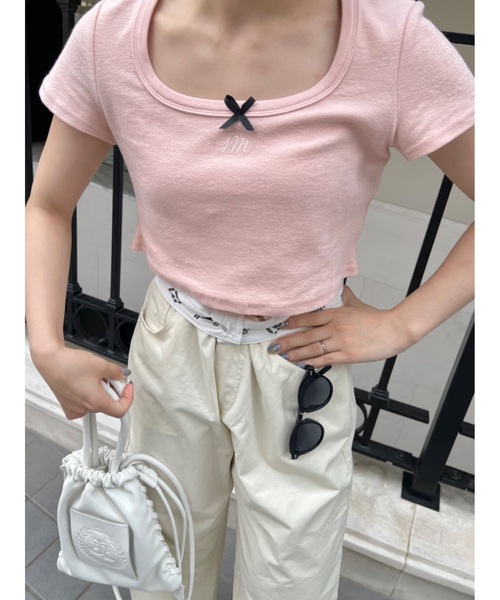 JUMELLE(ジュメロ)の「リボン付きミニT(Tシャツ/カットソー・レディース・ピンク・FREE)」の6枚目の写真