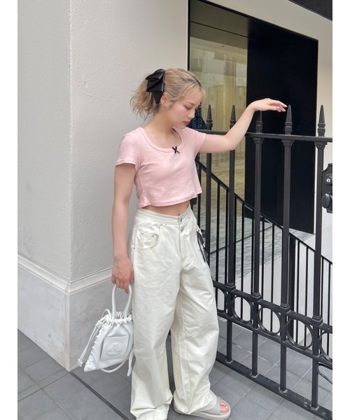 JUMELLE(ジュメロ)の「リボン付きミニT(Tシャツ/カットソー・レディース・ピンク・FREE)」の7枚目の写真