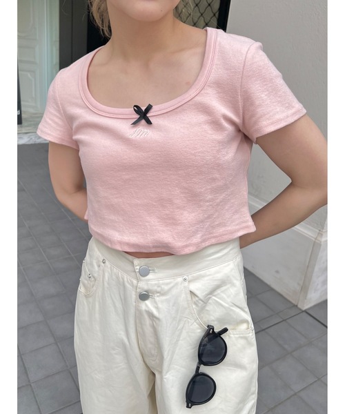JUMELLE(ジュメロ)の「リボン付きミニT(Tシャツ/カットソー・レディース・ピンク・FREE)」の8枚目の写真