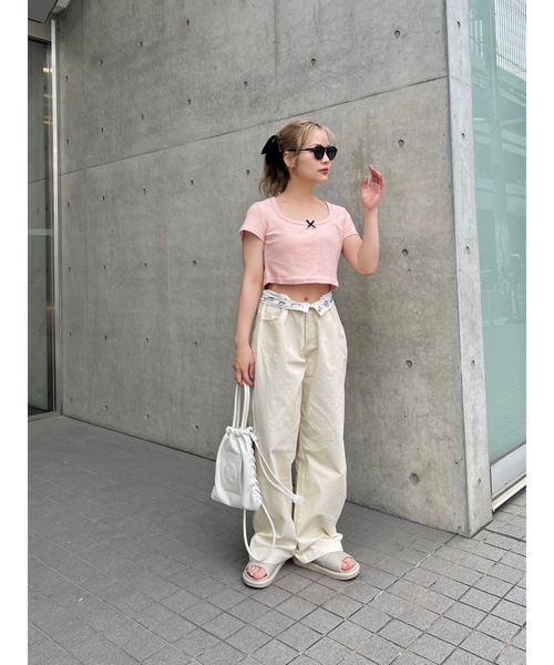 JUMELLE(ジュメロ)の「リボン付きミニT(Tシャツ/カットソー・レディース・ピンク・FREE)」の17枚目の写真
